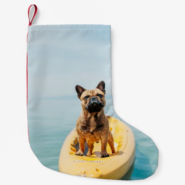 Petite Chaussette De Noël Adulte brun français taurin debout en kayak (Devant)