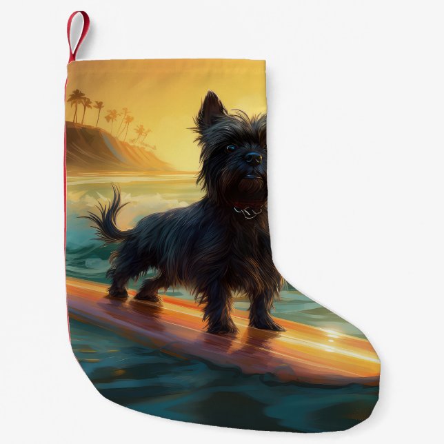 Petite Chaussette De Noël Affenpinscher Beach Surf Peinture (Devant)