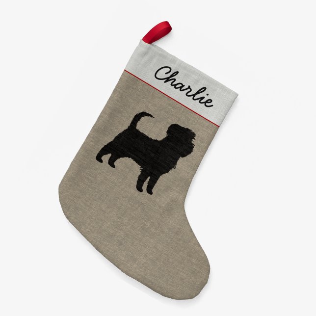 Petite Chaussette De Noël Affenpinscher Chien Silhouette Vacances personnali (Devant (Accrochage))