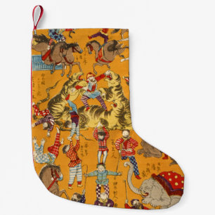 Petite Chaussette De Noël Affiche de cirque japonaise vintage Art Ukiyo-e
