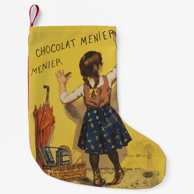 Petite Chaussette De Noël Affiche vintage Chocolat Menier française Art Boui (Devant)