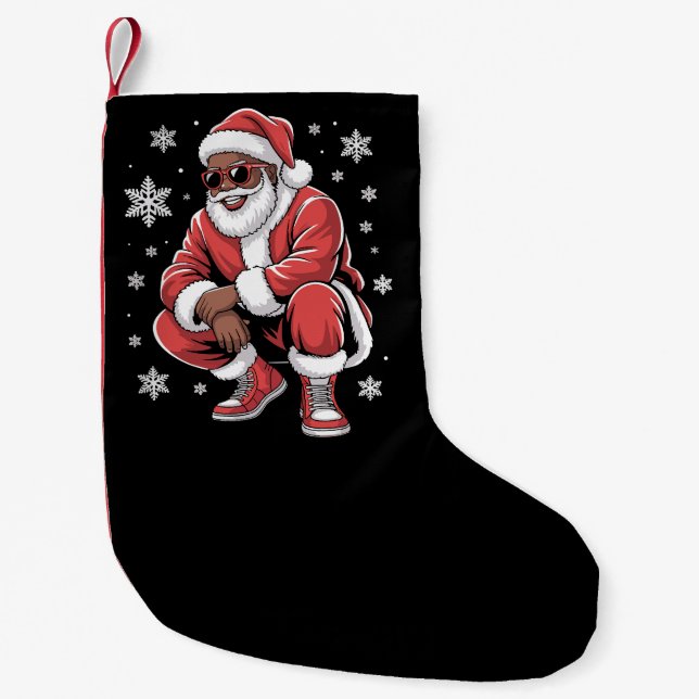 Petite Chaussette De Noël African American Christmas Pajama Xmas Afro Santa  (Devant)