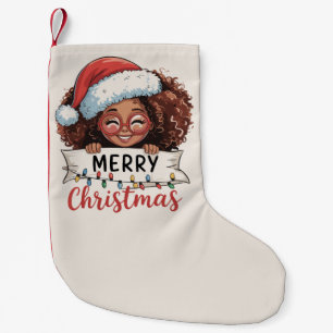 Petite Chaussette De Noël Afro-Américain Joyeux Noël Africain Noir 