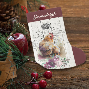 Petite Chaussette De Noël Agritourisme Floral Leghorn Poulet