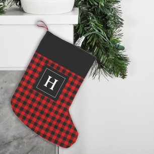 Petite Chaussette De Noël Agritourisme Rouge noir Buffalo plaqué Monogramme