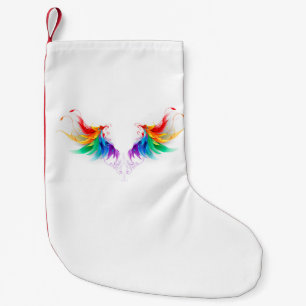 Petite Chaussette De Noël Ailes fluffy arc-en-ciel