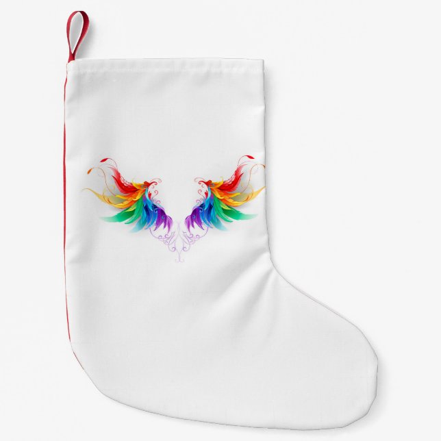 Petite Chaussette De Noël Ailes fluffy arc-en-ciel (Devant)