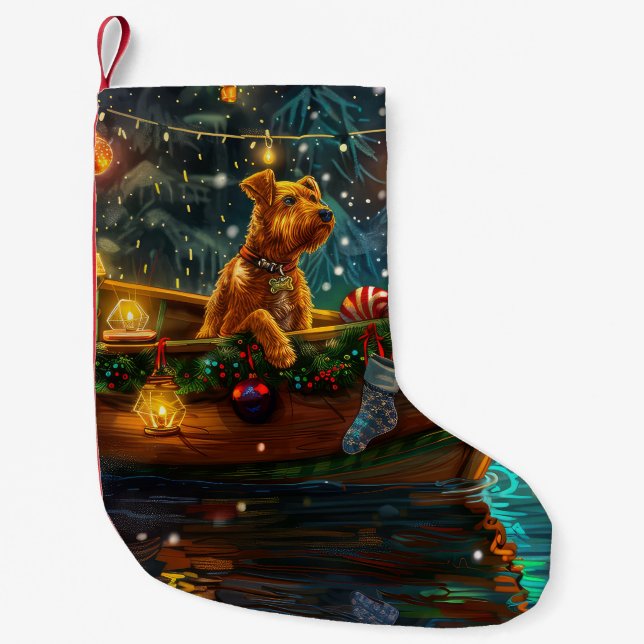 Petite Chaussette De Noël Airedale Noël Festival Voyage (Devant)