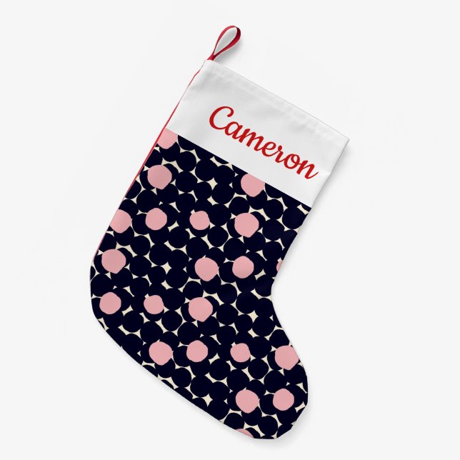 Petite Chaussette De Noël Ajoutez votre motif bleu et rose nommé de | grand (Devant (Accrochage))