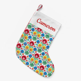 Petite Chaussette De Noël Ajoutez votre motif floral nommé d'art populair