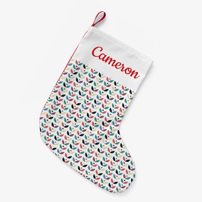 Petite Chaussette De Noël Ajoutez votre motif géométrique floral d'art (Devant (Accrochage))