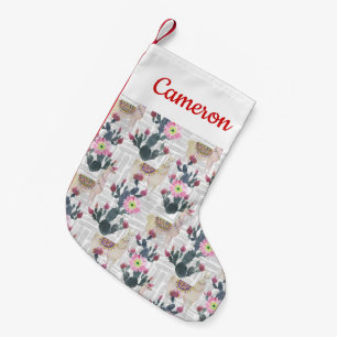 Petite Chaussette De Noël Ajoutez votre motif nommé de cactus d'aquarelle d