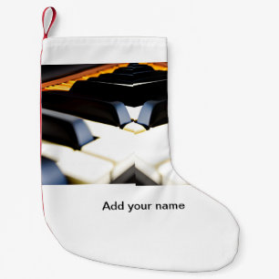 Petite Chaussette De Noël Ajoutez votre nom texte touches de piano marron no