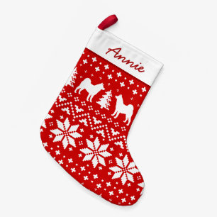 Petite Chaussette De Noël Akita Chien Silhouettes Vacances Motif Cute Canine