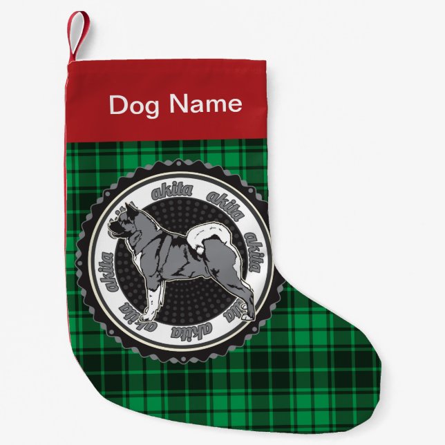 Petite Chaussette De Noël Akita race de chien personnalisée Holiday Green Pl (Devant)