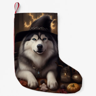 Petite Chaussette De Noël Alaskan Malamute Citrouilles Halloween effrayant