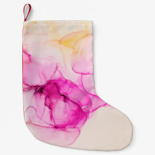 Petite Chaussette De Noël Alcool encre texture marine. L'art contemporain.