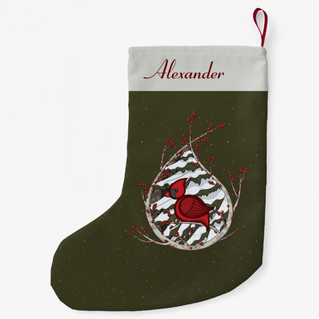 Petite Chaussette De Noël Alexandre le Cardinal Custom Stocking (Dos)