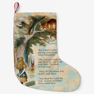 Petite Chaussette De Noël Alice au pays des merveilles Cheshire Cat Mad