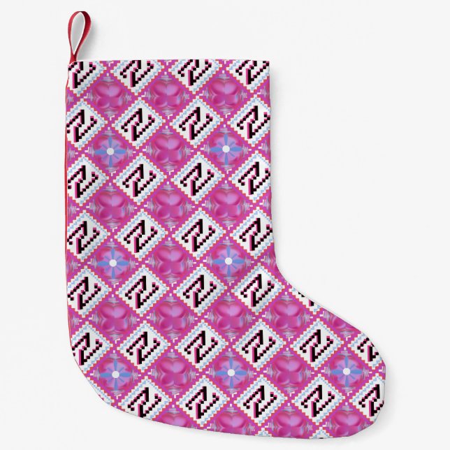 Petite Chaussette De Noël Alphabet Géométrique Rose Chic Initiale N (Devant)
