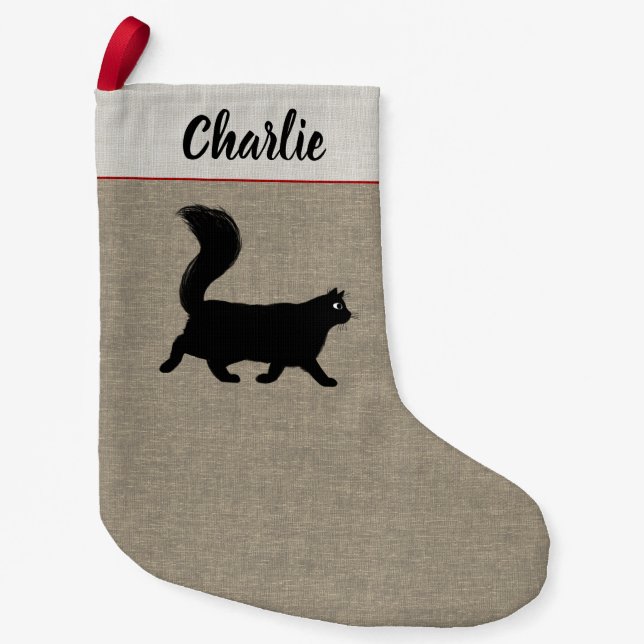 Petite Chaussette De Noël Amant personnalisé à cheveux longs d'animal (Devant)