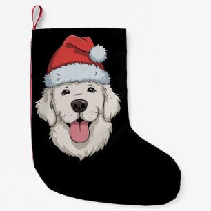 Petite Chaussette De Noël Amateur de Golden Retriever Crème Chapeau de Noël 