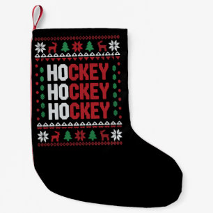 Petite Chaussette De Noël Amateur de hockey sur glace Noël Père Noël Drôle É