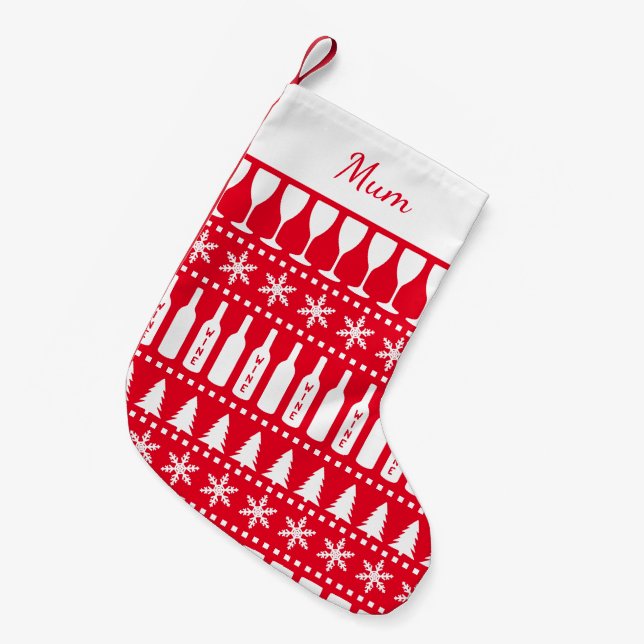 Petite Chaussette De Noël Amateur de vin laide de Noël Sweat rouge (Devant (Accrochage))