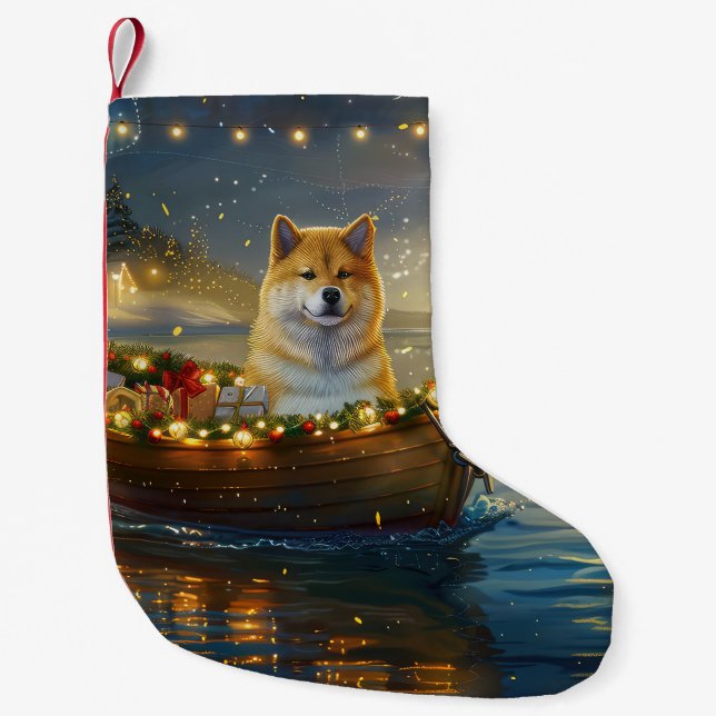 Petite Chaussette De Noël American Akita Christmas Festive Voyage (Devant)