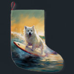 Petite Chaussette De Noël American Eskimo Beach Surf Peinture<br><div class="desc">Plongez dans le monde ludique de l'aventure canine avec cette peinture captivante. Un chien en ébullition se rend aux vagues, chevauchant habilement le surf sur une plage baisée par le soleil. L'oeuvre d'art vibrante capte magnifiquement l'essence de l'excitation au bord de la plage tandis que le chien court sans crainte...</div>