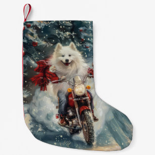 Petite Chaussette De Noël American Eskimo Dog équitation moto Noël