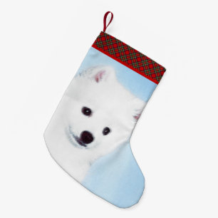 Petite Chaussette De Noël American Eskimo Dog Painting - Original Dog Art