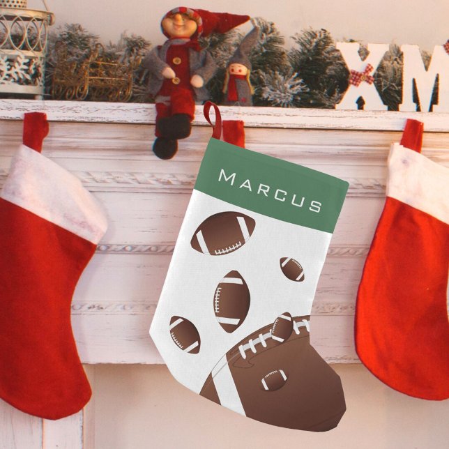 Petite Chaussette De Noël American Football Balls Green Kids Nom (Créateur téléchargé)