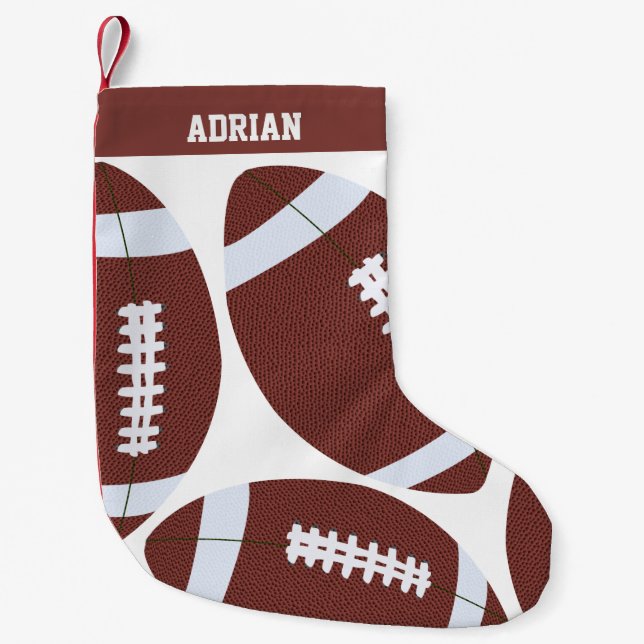 Petite Chaussette De Noël American Football Gridiron Ball Personnalisé (Devant)