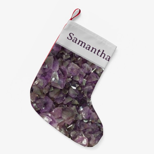 Petite Chaussette De Noël Amethyst Gem Purple Rock Collecteur Gemstone (Devant (Accrochage))