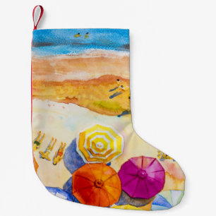 Petite Chaussette De Noël Amour du paysage marin : aquarelle peinture de vac