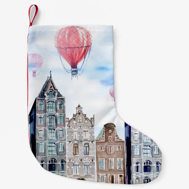 Petite Chaussette De Noël Amsterdam en montgolfière (Devant)