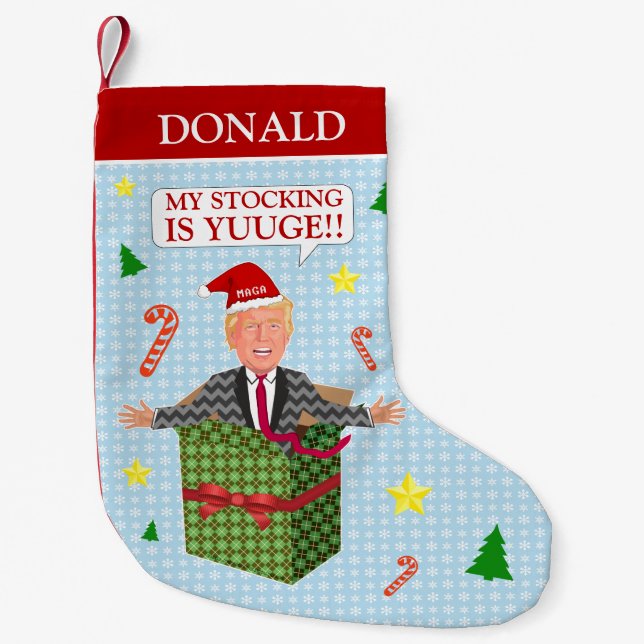 Petite Chaussette De Noël Amusant Donald Trump Yuge de Noël Humour politique (Devant)