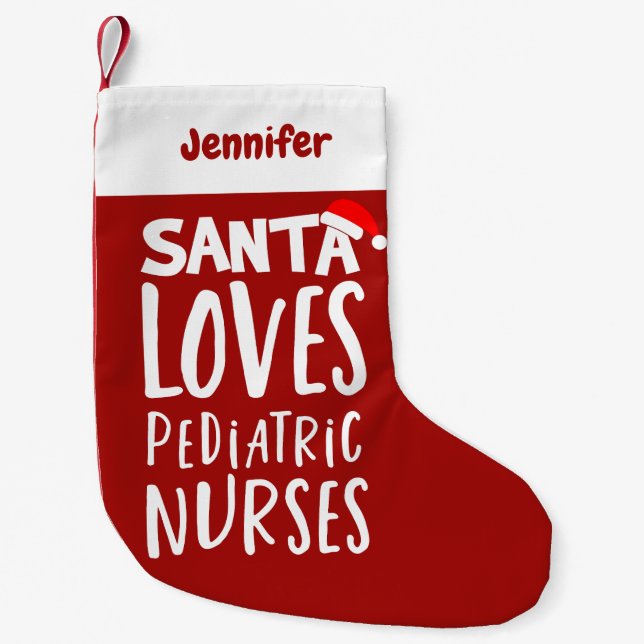 Petite Chaussette De Noël Amusant mignon infirmière pédiatrique Noël (Devant)