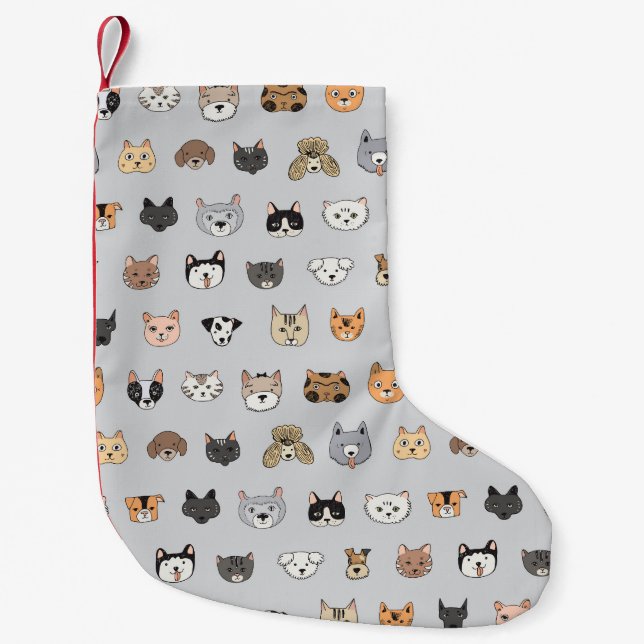 Petite Chaussette De Noël Amusement animal : Chiens de chats Doodle Mix (Devant)