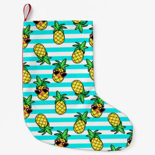 Petite Chaussette De Noël Ananas Tropical : Motif de lunettes de soleil Retr