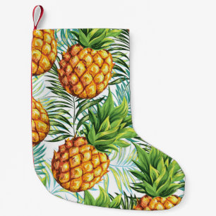 Petite Chaussette De Noël Ananas vintage : Motif Floral sans joint.
