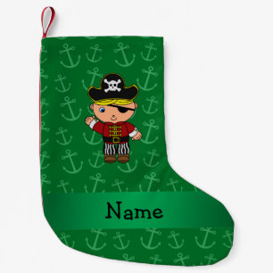 Petite Chaussette De Noël Ancres nommées personnalisées de vert de pirate