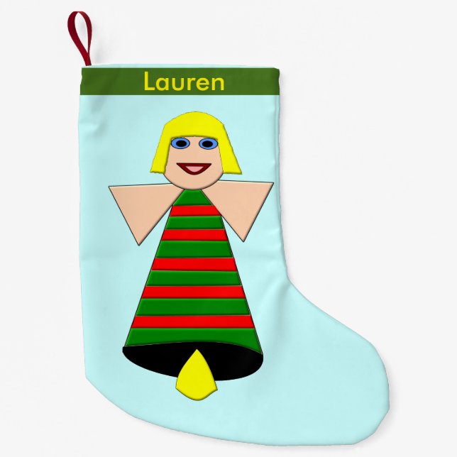 Petite Chaussette De Noël Ange de Noël Bell Custom Noël Stocking (Devant)