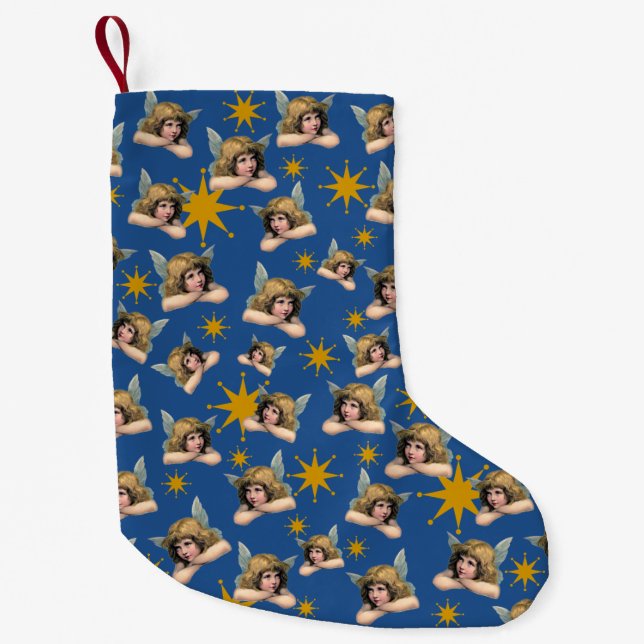 Petite Chaussette De Noël Angels et étoiles vintages (Devant)