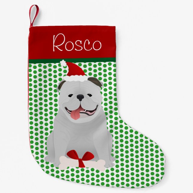 Petite Chaussette De Noël Anglais Bulldog Personnalisé (Devant)