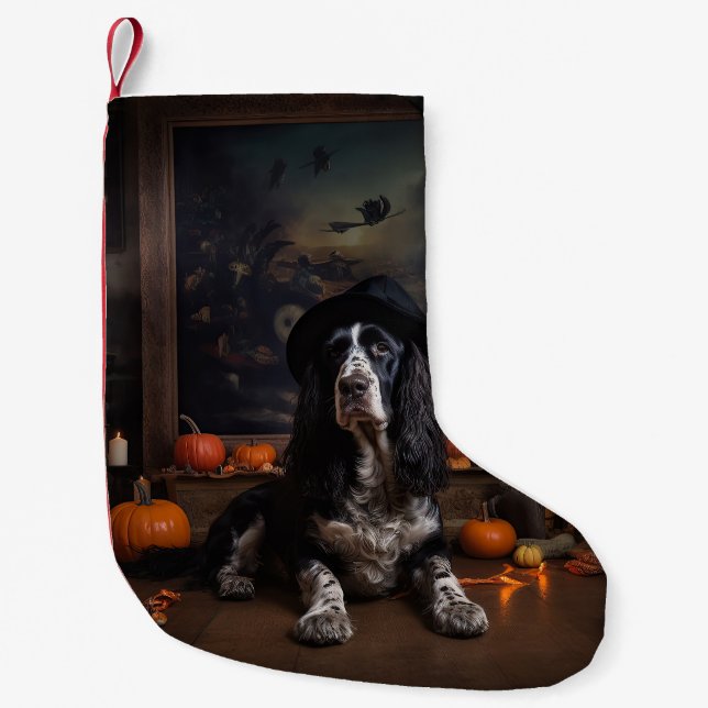 Petite Chaussette De Noël Anglais Cocker Espagnol Citrouille Halloween effra (Devant)