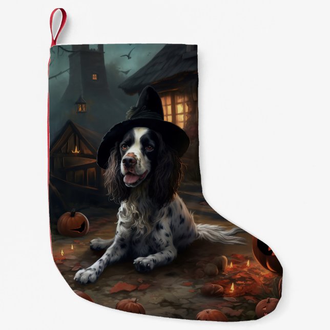 Petite Chaussette De Noël Anglais Springer espagnol Citrouille Halloween eff (Devant)