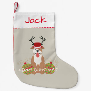 Petite Chaussette De Noël Animal familier de Joyeux Noël de renne de pitbul