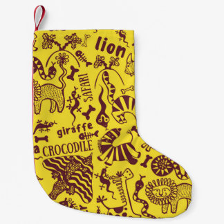 Petite Chaussette De Noël Animaux africains : Motif culturel sans peau.